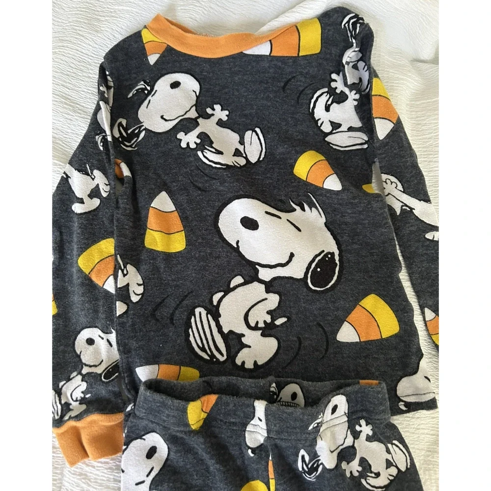 Peanuts Snoopy Halloween Fall Harvest Pajamas 5T 100% Cotton Candy Corn 2024